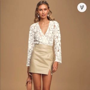 Blossom On Over White Lace Wrap Long Sleeve Bodysuit